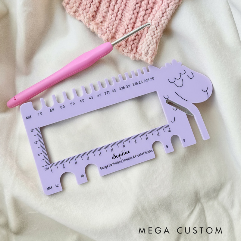 Personalized Knitting Elephant Sheep Needle Gauge Gift for Knitting Lovers