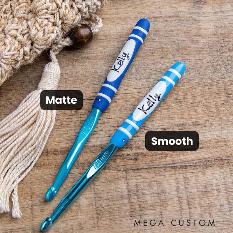 Personalized Rainbow Handmade Crochet Hook with Name Ergonomic Design Birthday Gift for Crochet Lovers