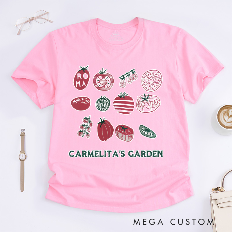 Personalized One's Garden Classic T-Shirts Mama's Garden Shirt Screen Print Shirt Foodie Gift for Grandkids Plant Lover Gift