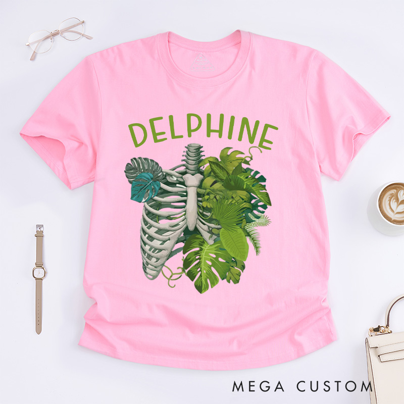 Personalized Skeleton Plant Classic T-Shirts Plant Lover Shirt Plant Lover Gift Monstera Tee Plant Graphic Shirt Garden Lover Gift