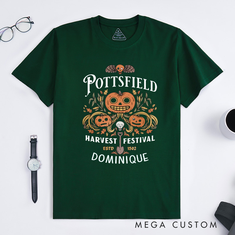 Personalized Pottsfield Harvest Festival Classic T-Shirts Autumn Harvest Shirt Vegetables Fall T-shirt Skeleton Festival Tee Gardening Lover Gift