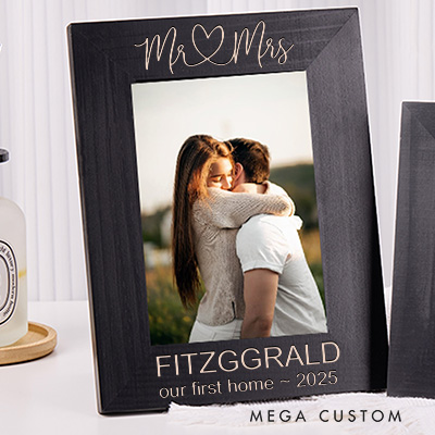 Personalized Engaged Photo Frame Wedding Photo Frame Couple Gift Wooden Picture Frame Engaged Keepsake Anniversary Gift Housewarming Gift Home Decor