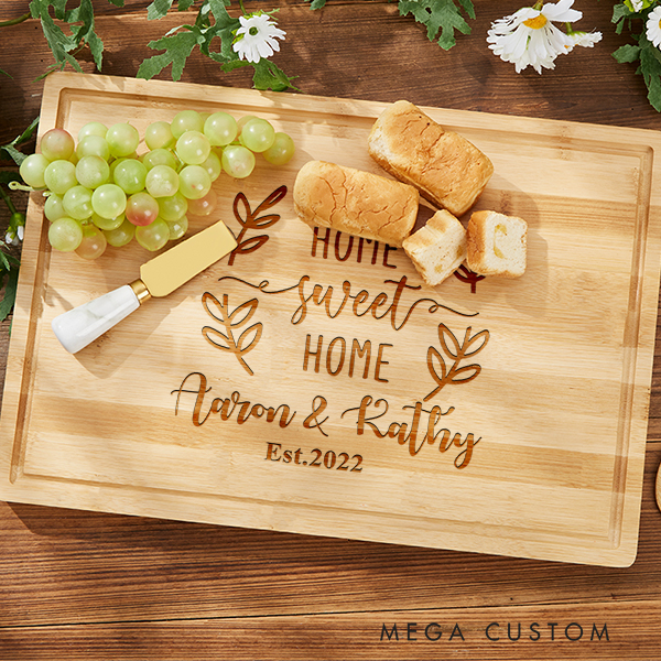 Personalized Cutting Board Wedding Housewarming Cutting Board Gift Home Sweet Home Gift Custom Bamboo Charcuterie Board