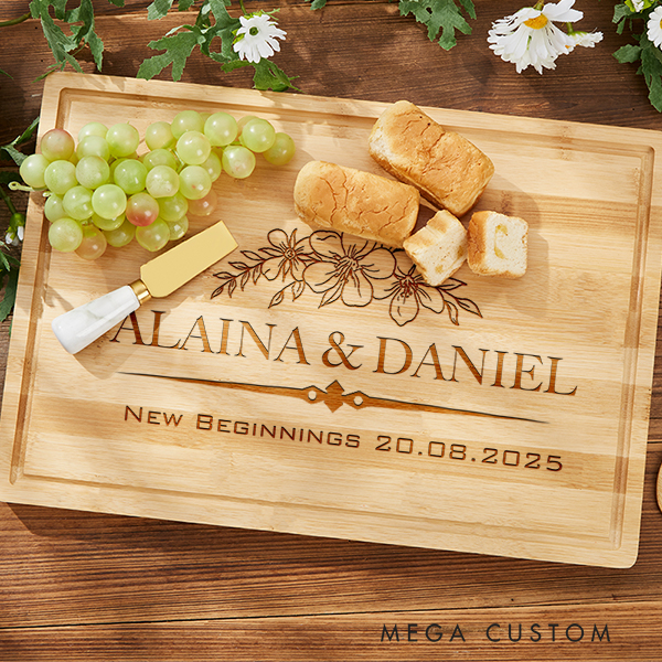 Personalized Cutting Board Wedding Housewarming Gift Bamboo Charcuterie Board New Home New Beginnings Gifts First Home Gifts for Couple