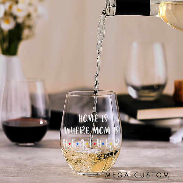 Personalized 16oz Wine Glass Gift for Her Wedding Housewarming Gift Engraved Wine Glass Gift for Mom New Home Gift First Home Gift New Homeowner Gifts