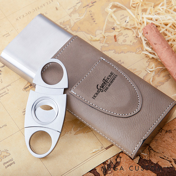 Personalized Cigar Case Engraved Leather Cigar Holder with Cutter Wedding Housewarming Gift Home Sweet Home Gift Moving Gift for Husband Couple Gifts