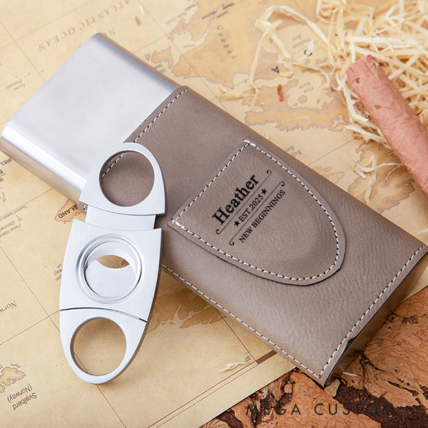 Personalized Cigar Case Engraved Leather Cigar Holder with Cutter Wedding Housewarming Gift New Beginnings Gift Moving Gift for Husband