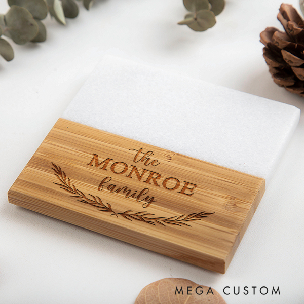 Personalized Family Coaster Custom Marble Wooden Coaster Housewarming Gifts Christmas Gifts Keepsake for Memorable Housewarming Celebrations