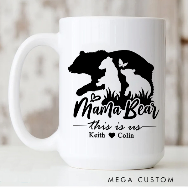 Personalized Mama Bear Mug Mama Bear with Cubs Coffee Mug Custom Bear Family Mug Mom Coffee Mug Housewarming Gift  Christmas Gift Moving Away Gift 