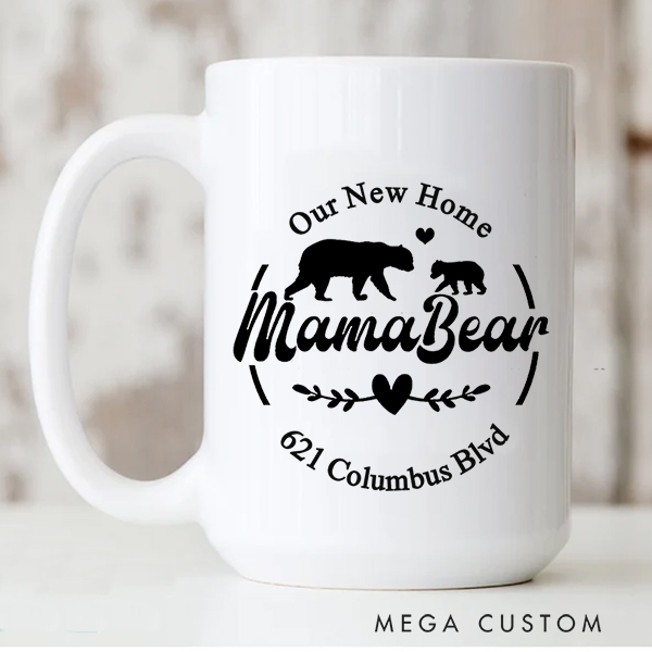 Personalized Mama Bear Mug Mama Bear with Cubs Coffee Mug Custom Bear Family Mug Mom Coffee Mug Christmas Gift Moving Away Gift Housewarming Gift