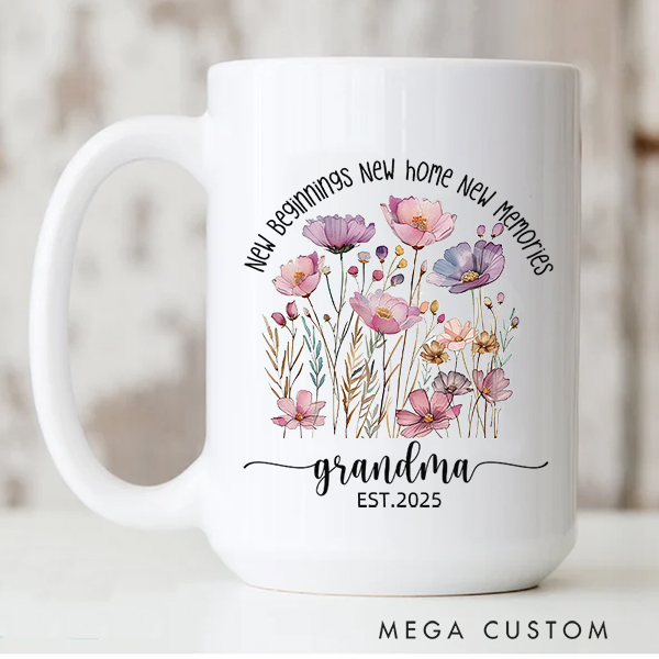 Personalized Grandma Mug New Beginning New Home New Memories Mug Gift for Grandma Christmas Gift Housewarming Gift New Home Gift Mother's Day Gift 