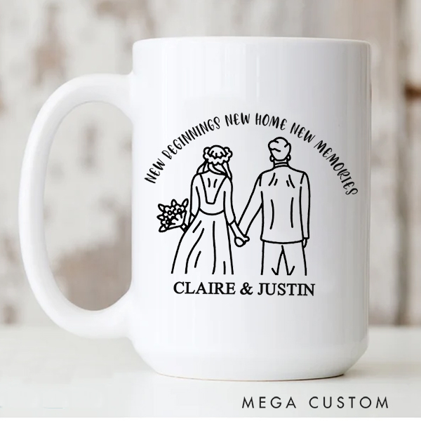 Personalized Mug Custom 11oz Newlyweds Mug New Home New Beginning New Memories Wedding Gift Housewarming Gift New Home Gift for Couple
