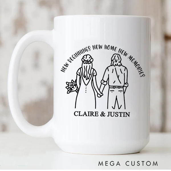 Personalized Mug Custom New Home New Beginning New Memories 11oz Coffee Mug 15oz Coffee Cup Housewarming Gift New Home Gift for Couple Wedding Gift 