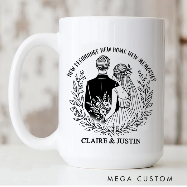 Personalized Mug Custom Coffee Mug With Name New Home New Beginning New Memories Wedding Gift Housewarming Gift New Home Gift for Couple