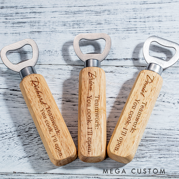Personalized Wooden Bottle Opener Custom Engraved Bottle Opener Teamwork Bottle Opener Personalized and Fun Keepsake for Housewarming Celebrations