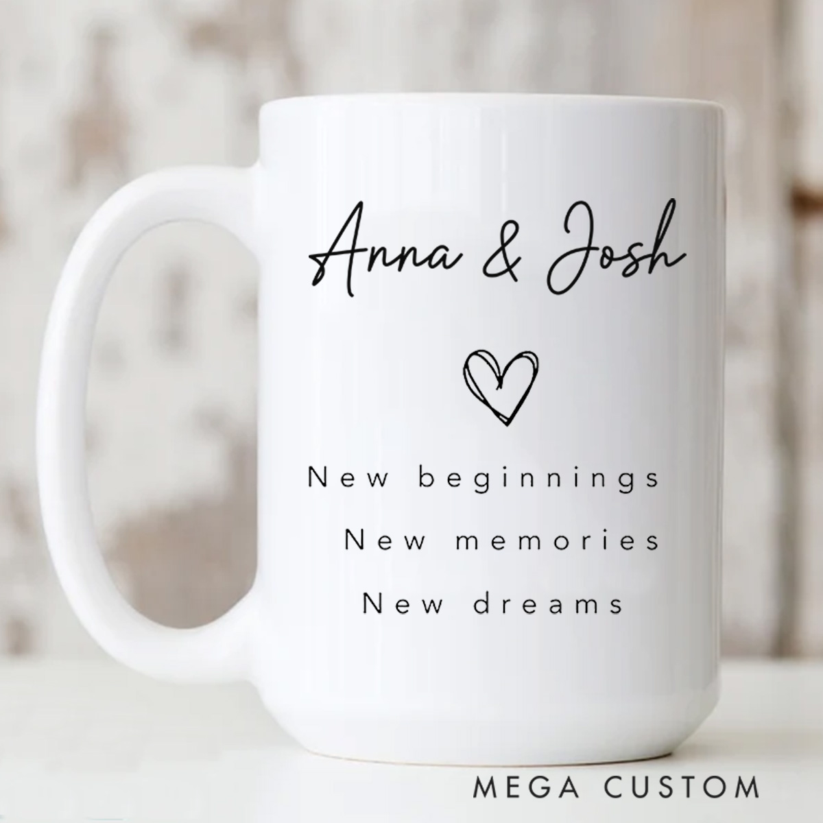 Personalized 15oz Mugs Custom Wedding Mugs Gift New Bride and Groom Husband and Wife Coffee Cup Housewarming Gift NewlyWed Gift for Couple New Home Gift
