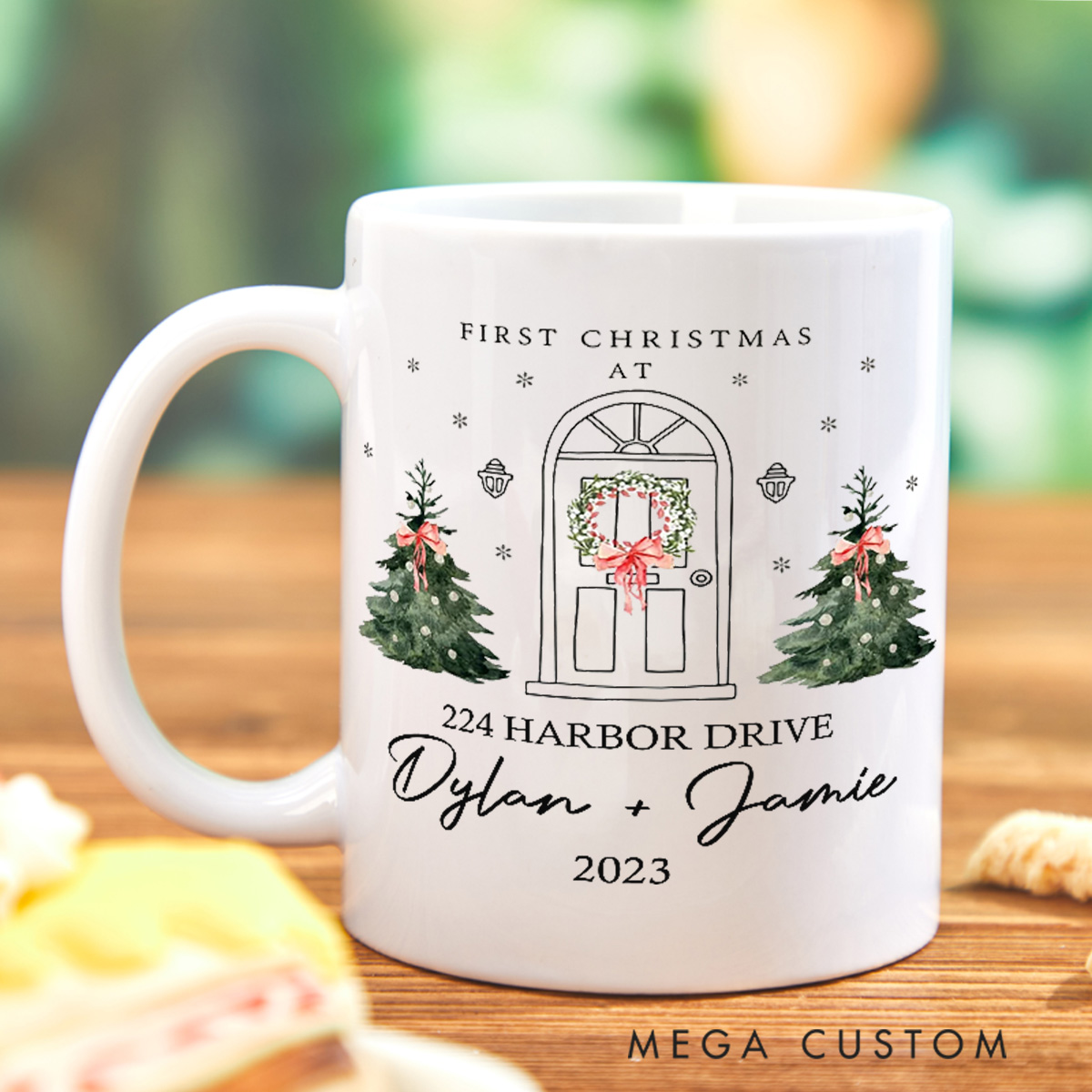 Personalized Couple Mug Custom First Christmas Mug Holiday Coffee Mug Christmas Stocking Stuffer Christmas Decor and Tree Mug Housewarming Gifts