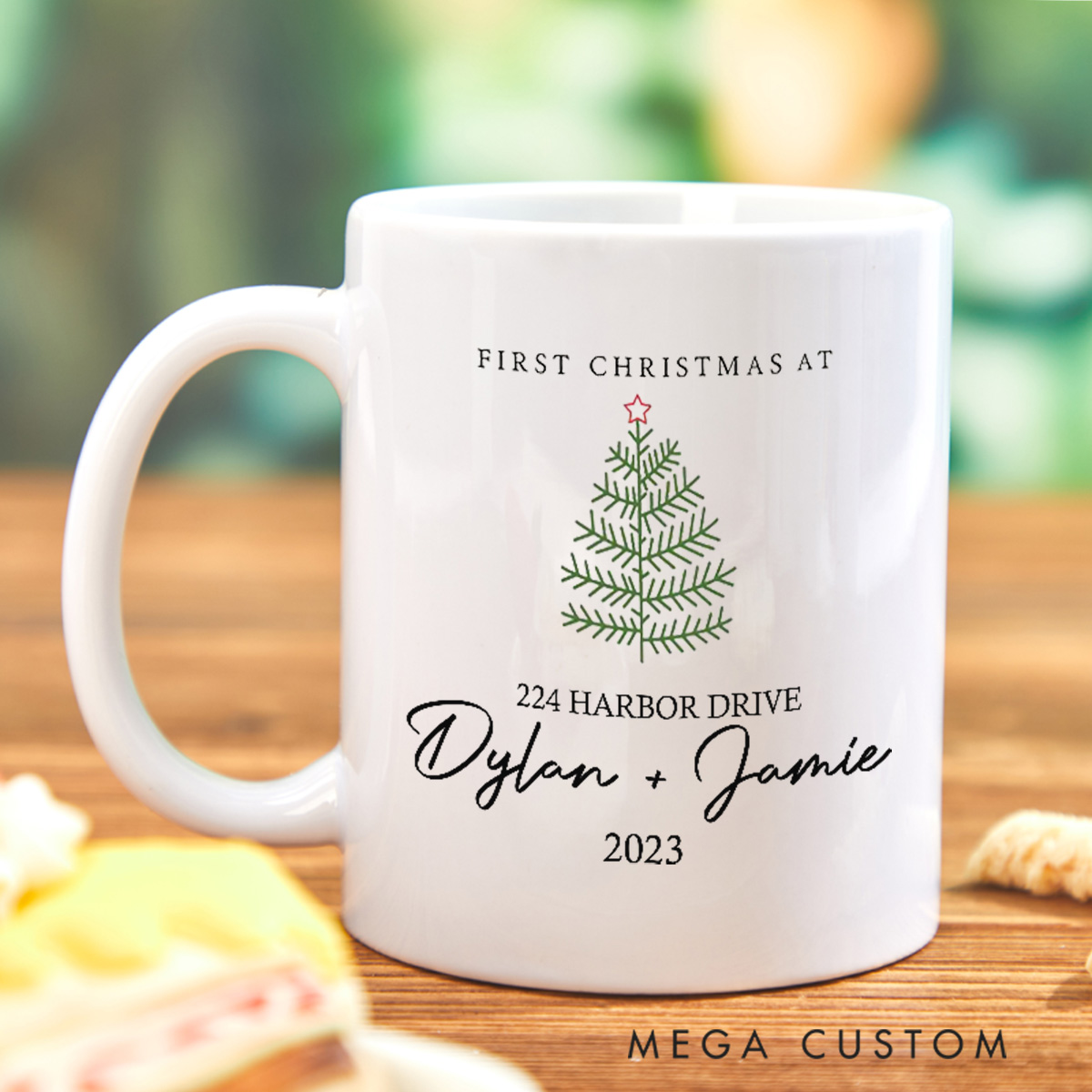 Personalized First Christmas At Mug Custom Holiday Coffee Mug Christmas Gift Christmas Stocking Stuffer Christmas Decor and Tree Mug Housewarming Gift