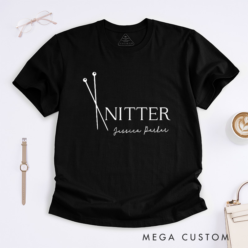 Personalized Knitter Needles Classic T-Shirts Knitting Shirt Knit T-Shirt Yarn Lover Graphic Tee