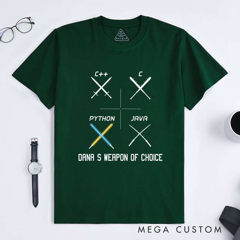 Personalized Select Your Weapon T-Shirt Developers and Technology Enthusiasts Shirt Gift Geek Nerd Programmer