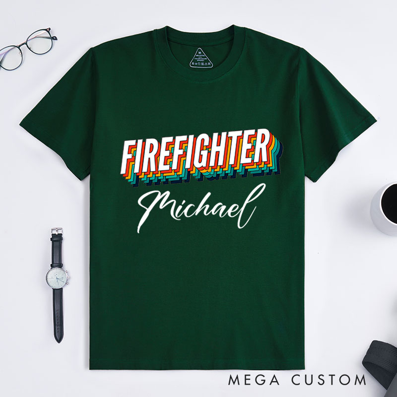Personalized Firefighter T-Shirts Vibrant Firefighter Fashion Design T-Shirts