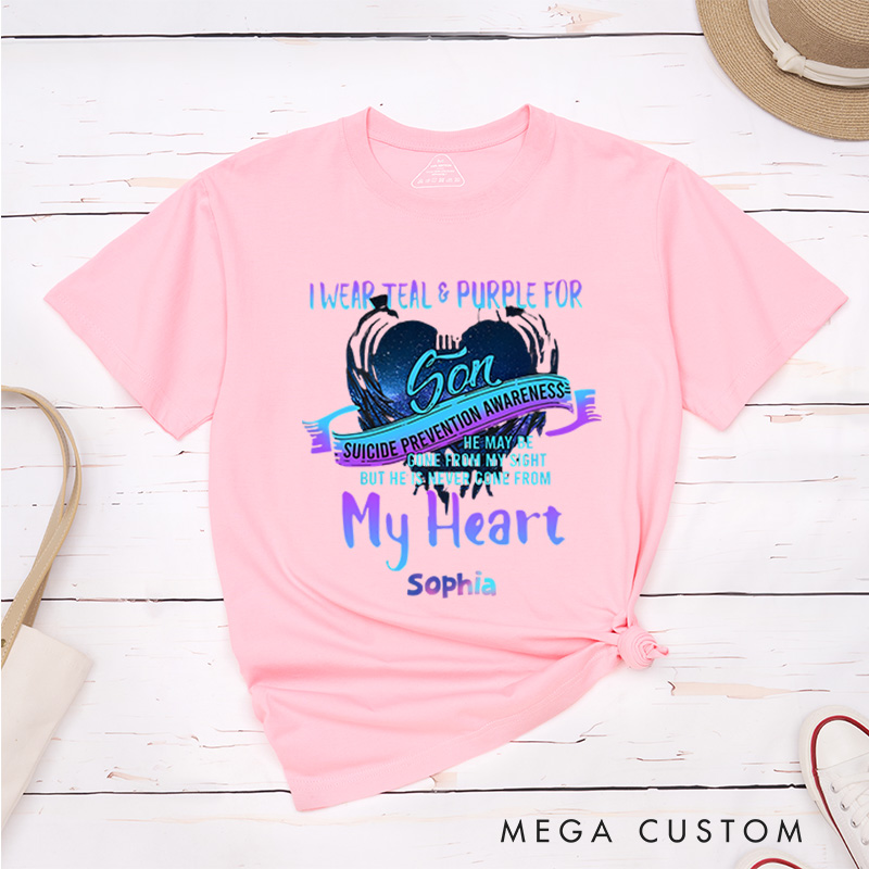 Personalized I Wear Teal and Purple for My Son Suicide Prevention Awareness Shirt Mental Health Gift