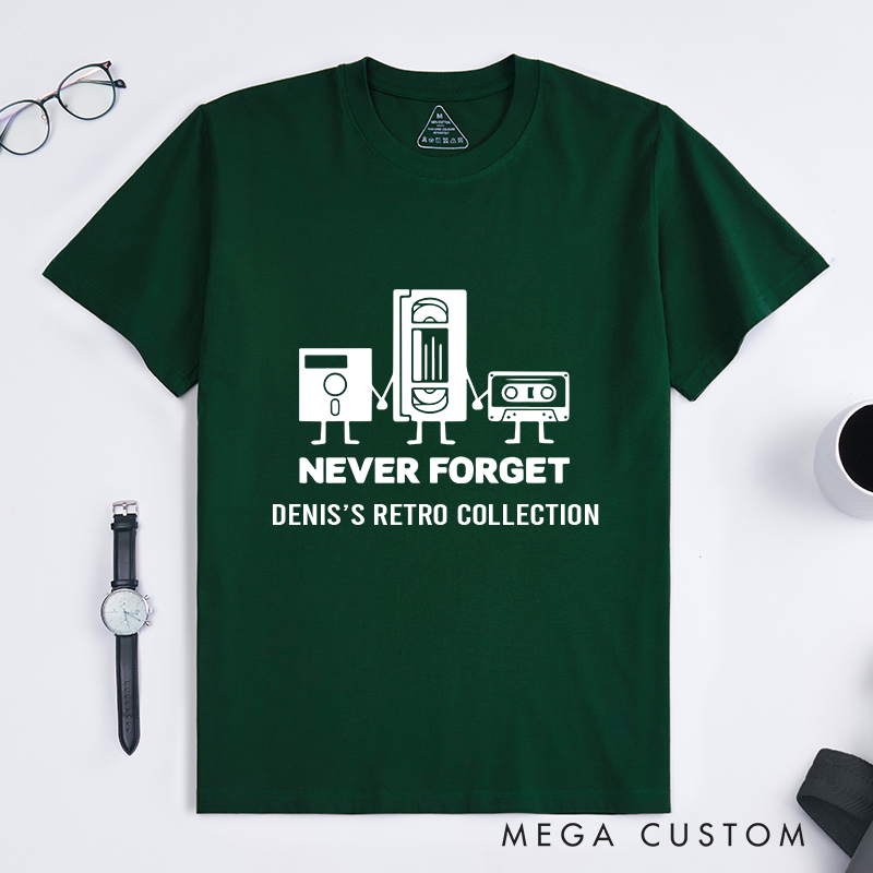 Personalized Never Forget T-Shirt Retro Technology Programmer Shirt Gift for Geek Nerd