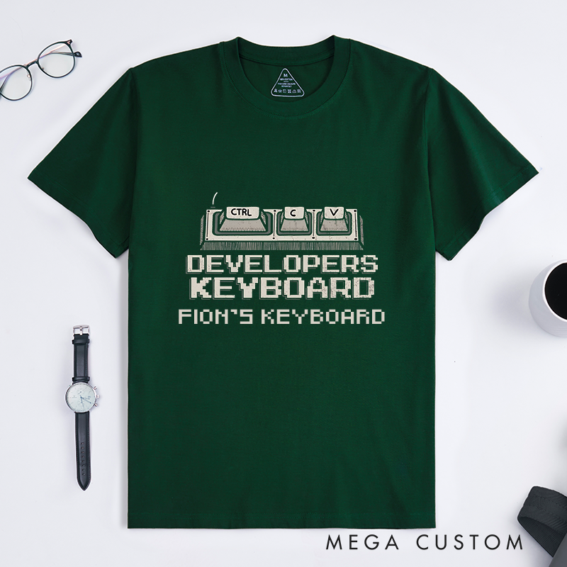 Personalized Developer's Keyboard T-Shirt Ctrl+C Ctrl+V Shirt Programmers Technology Enthusiasts Shirt Gift for Geek Nerd