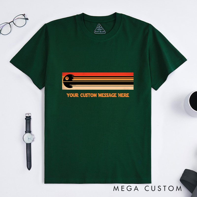 Personalized Retro Death Star T-Shirt Game Sci-fi Movie Lovers Shirt Gift for Geek Nerd