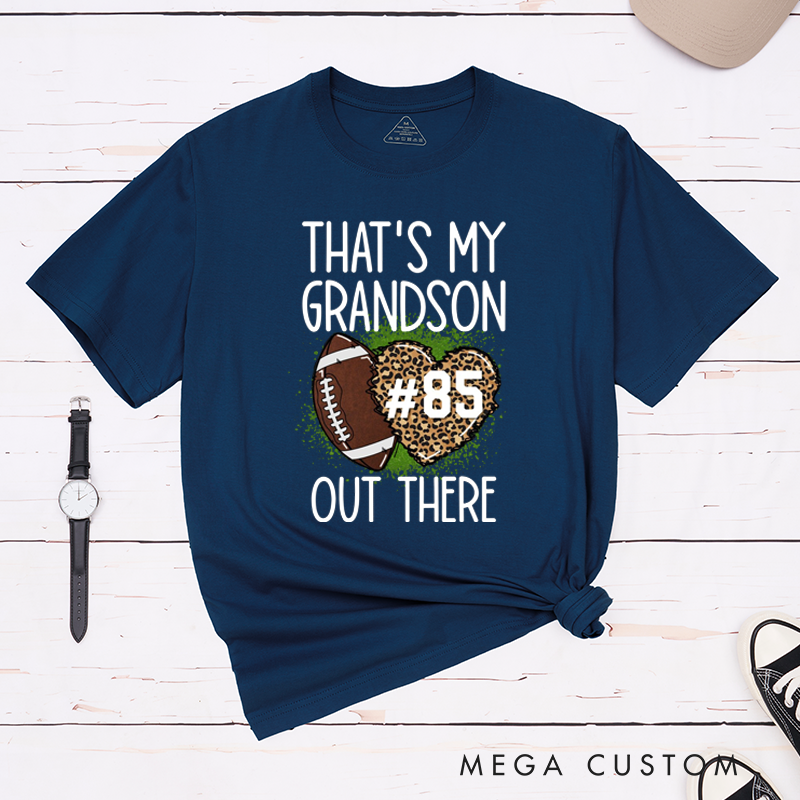 Personalized Leopard Print American Football and Rugby T-Shirts for Grandma T-Shirts with Custom Number