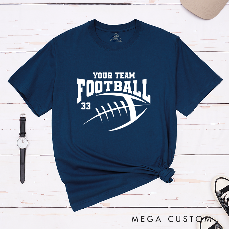 Personalized American Football T-Shirts with Custom Mascot Team Name and Number