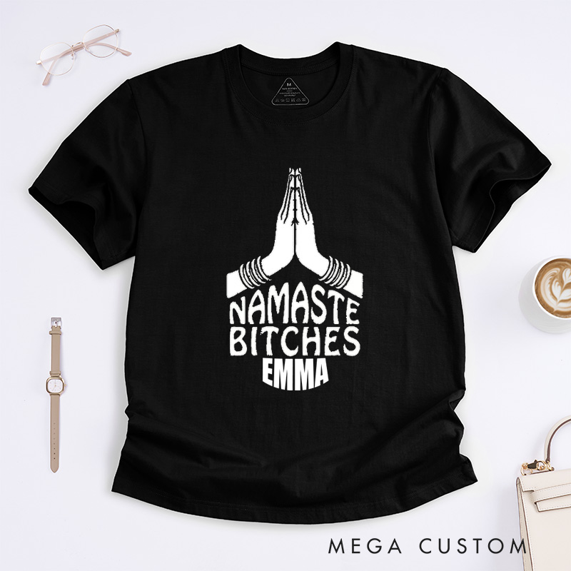 Personalized Funny Namaste Yoga Yogi T-Shirt Positive Meditation Yoga Lover Workout Fitness Shirt Yoga Outfit Class Instructor Tee