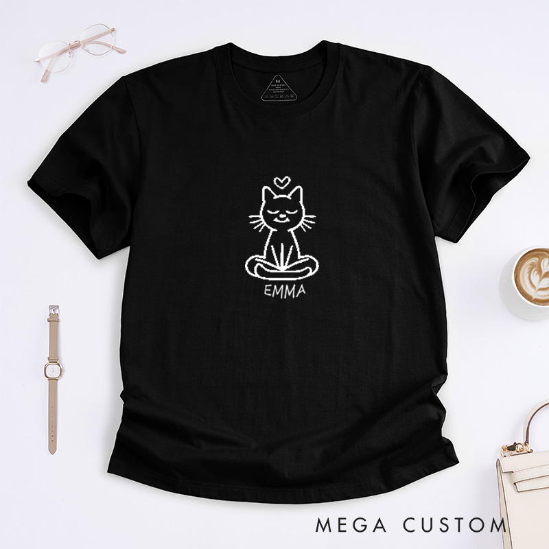 Personalized Cat Yoga T-Shirt Cut Cat T-Shirt Gift for Yoga Lover Cat Lover T-Shirt Yoga Teacher T-Shirt