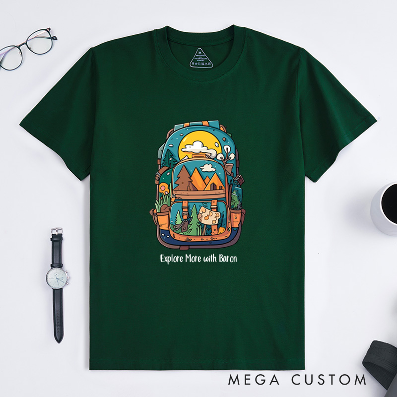 Personalized Travel Backpack T-Shirt Camping Hiking Adventure T-Shirt for Nature Traveling Outdoors Lover Gift