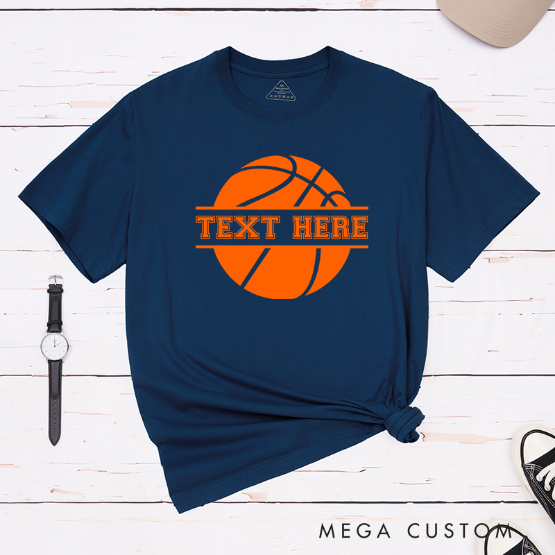 Personalized Basketball T-Shirt with Customizable Text Bold Basketball Graphic Design and Comfortable Fit Perfect for Fans Players and Team Spirit