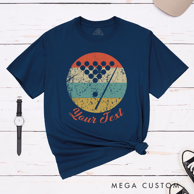 Personalized Billiards, Pool, and Snooker Vintage Retro T-Shirts with Custom Text on the Front
