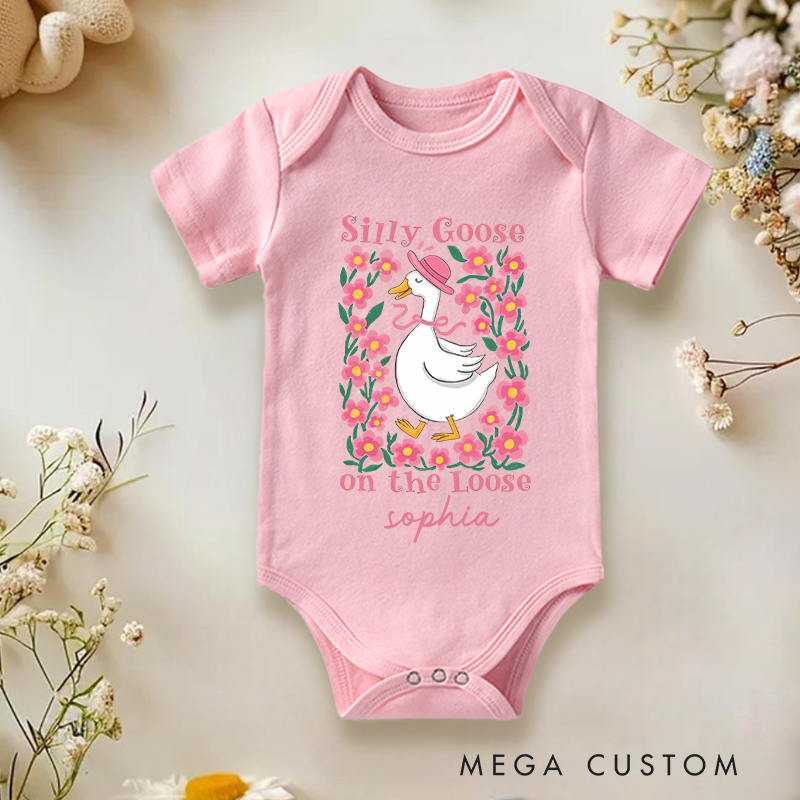 Personalized Silly Goose On The Loose Baby Bodysuit Goose Lover Gift