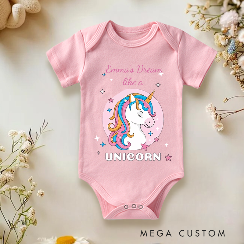 Personalized Dream Like Unicorn Baby Onesie Gift For Baby
