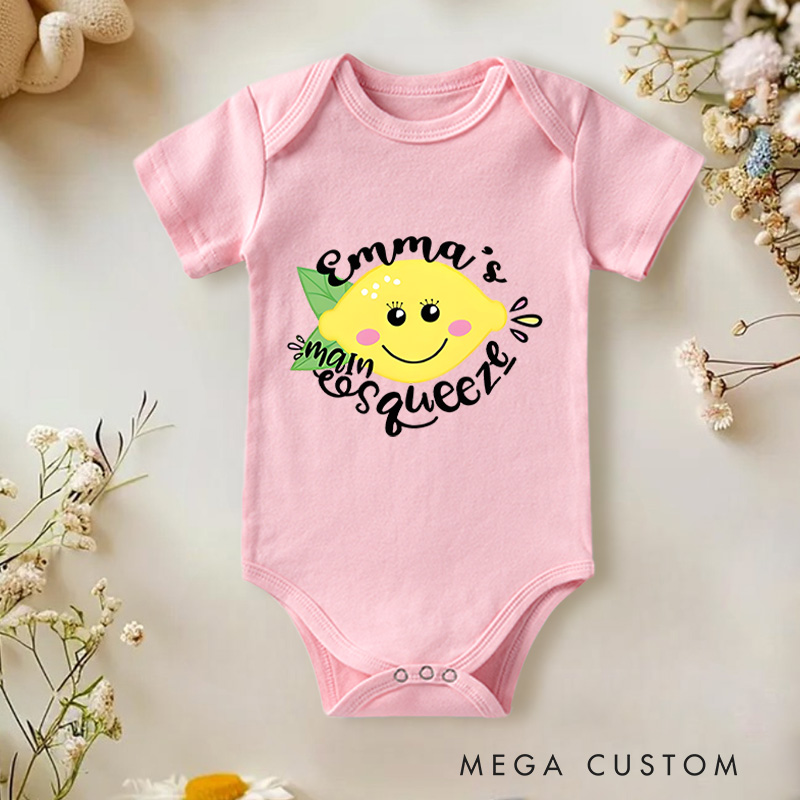Personalized Funny Lemon Who's main Squeeze Baby Onesie Newborn Gift