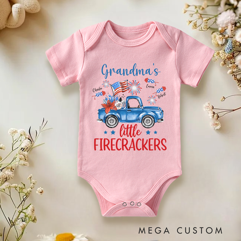 Personalized Patriotic 4th Of July Grandma Grandkid Name Baby Onesie Patriotic Gift for Grandma