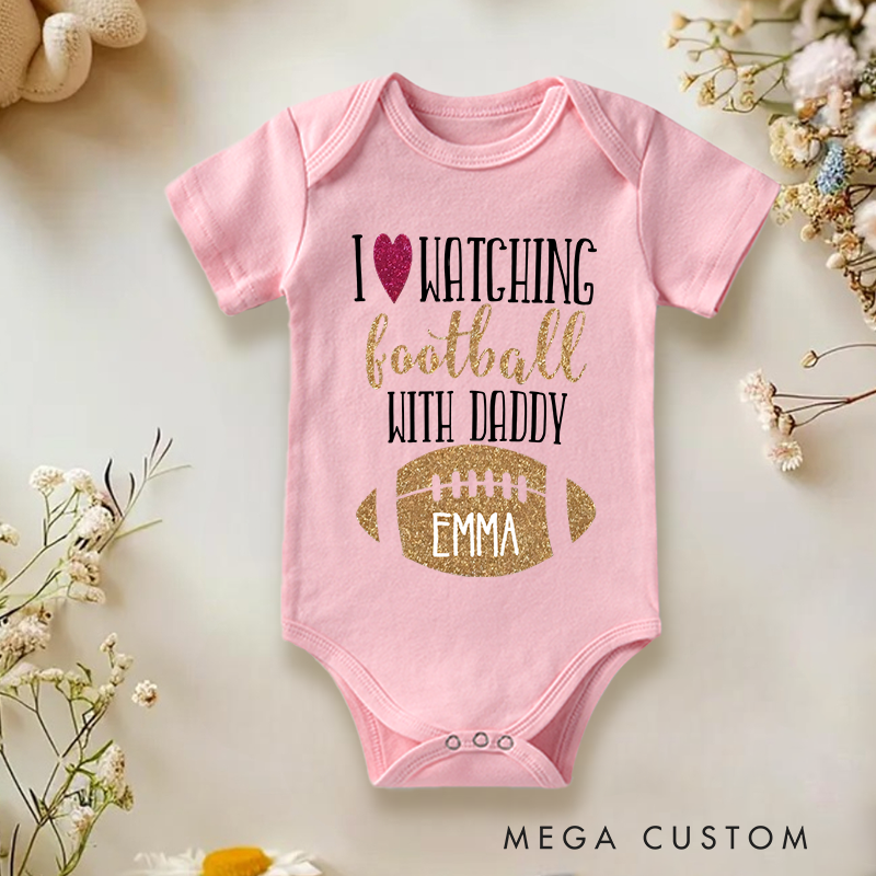 Personalized I Love Watching Football with Daddy Baby Onesie Father's Day Gifts