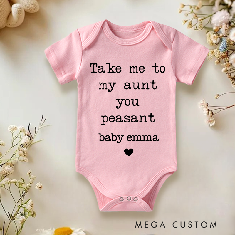 Personalized Take Me To My Aunt Peasant Baby Onesie Baby Shower Gift
