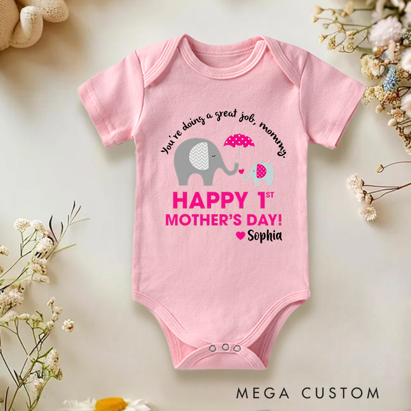 Personalized You're Doing Great Job Mommy Baby Onesie Mother's Day Gift