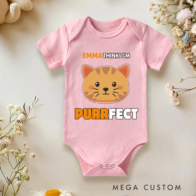 Personalized My Cat Thinks I'm Purrfect Baby Onesie Pet Lover Gift