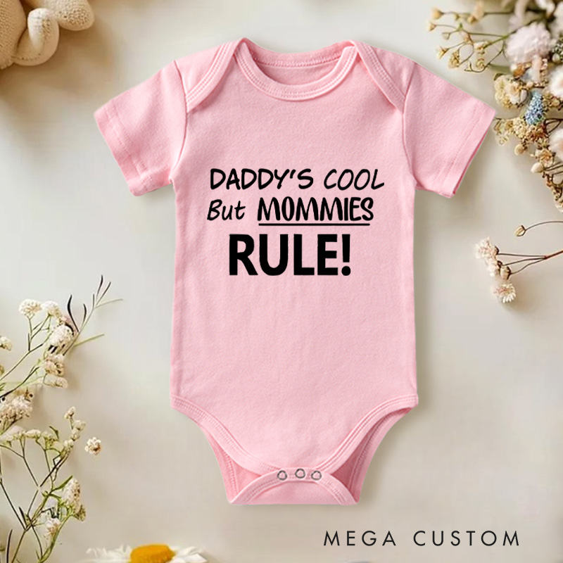 Personalized Daddy's Cool but Mommies Rule Baby Onesie Baby Shower Gift