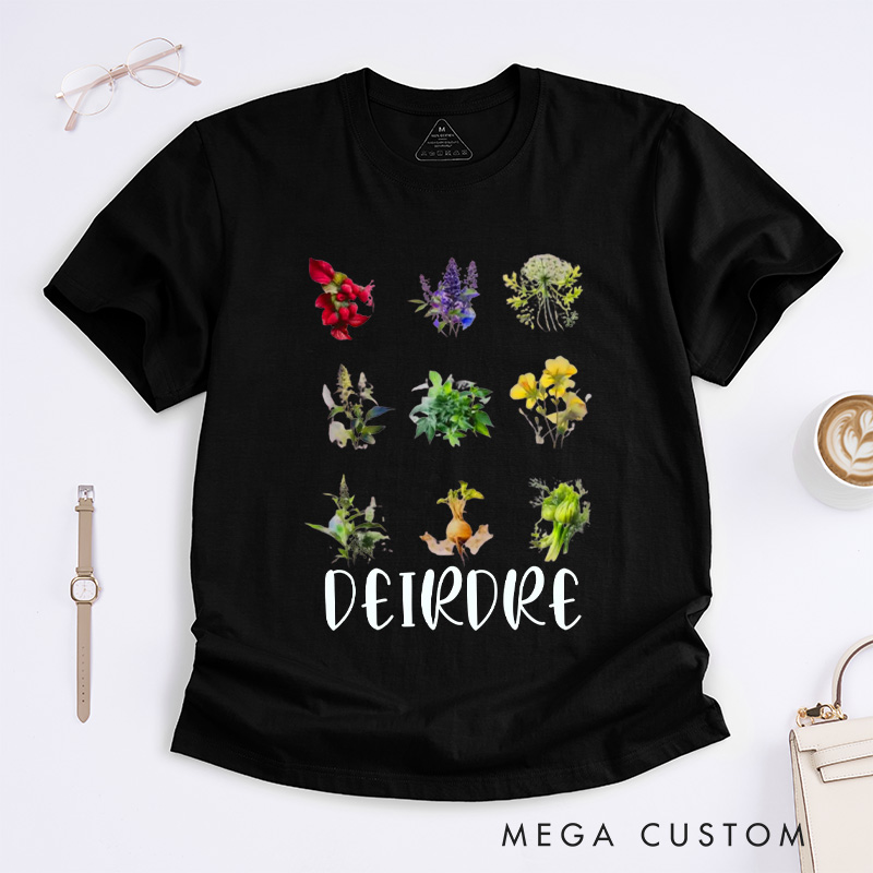Personalized Women's Reproductive Health Herbs Classic T-Shirts Plant Lover Tee Shirt Gardening Shirt for Gardener Gift Gardening Lover Gift