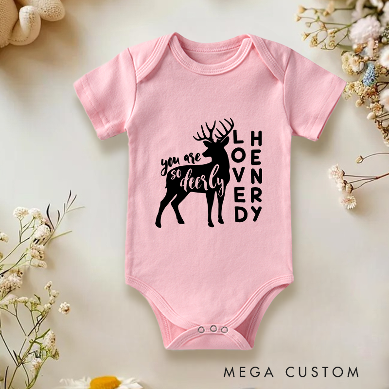 Personalized You are so Deerly Loved Baby Onesie Gift From Baby Nursery Gift