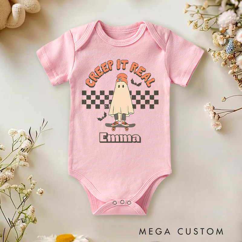 Personalized Creep It Real Halloween Ghost Baby Onesie