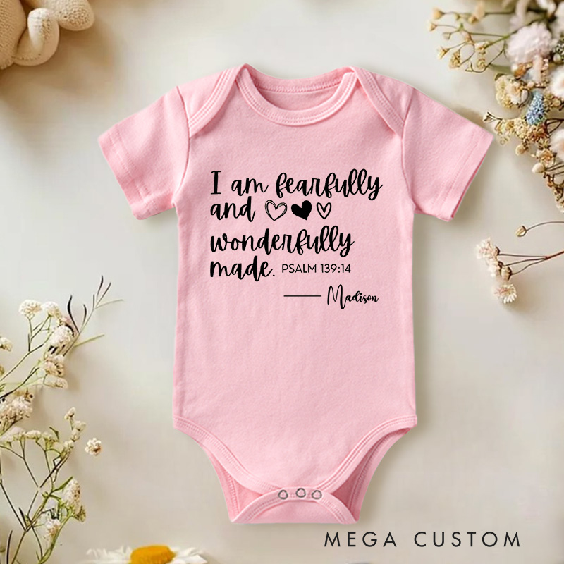 Personalized Baby Onesie Fearfully And Wonderfully Made Baby Onesie