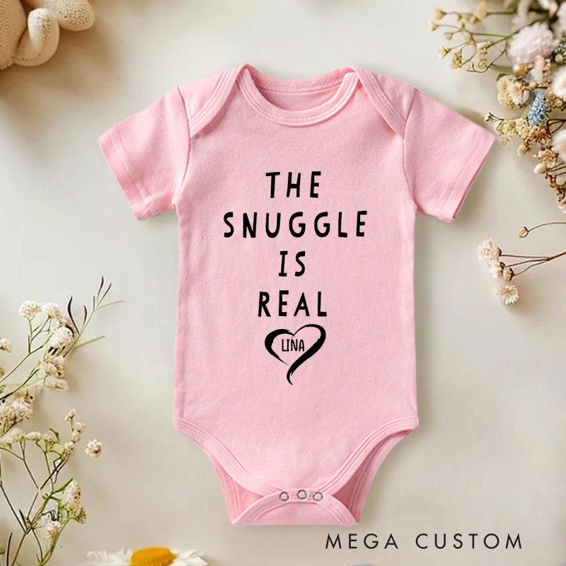 Personalized The Snuggle Is Real Heartwarming and Cozy Design for Snuggle Lovers and Family Moments Baby Onesie